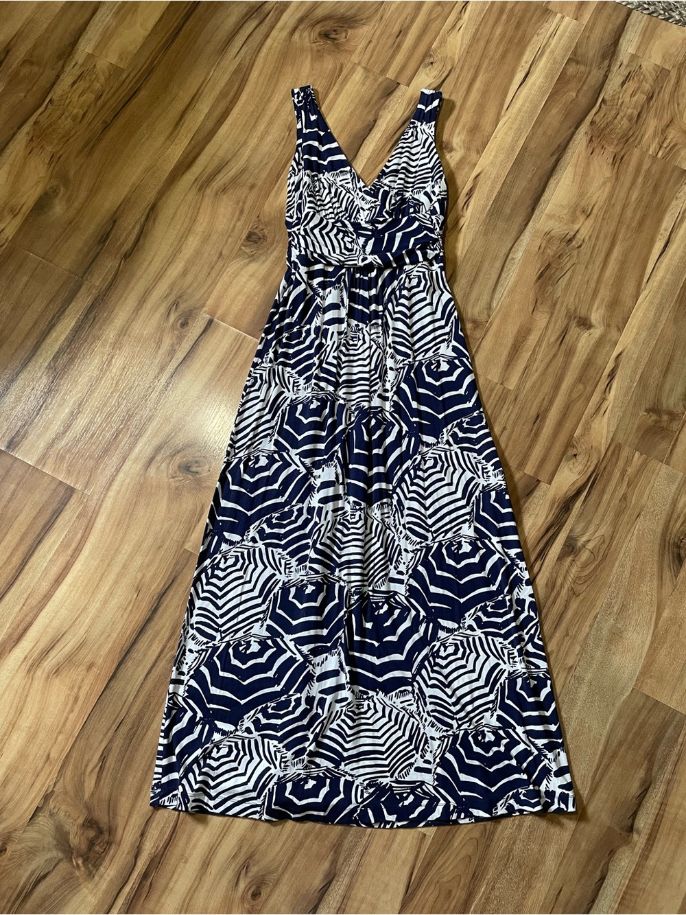 Lilly Pulitzer Oh Cabana Boy Sloane Maxi Dress Navy Blue Umbrella Print Sz S